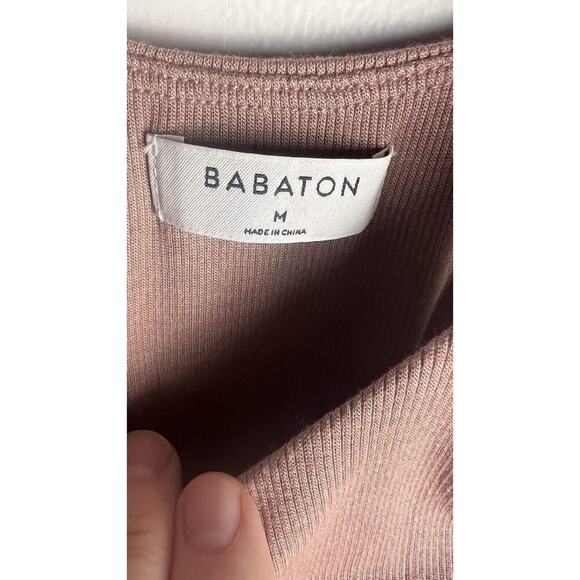 Babaton Womens Mauve Ribbed Crop Stretch Scoop Neck Top Capsule Piece Size M - Picture 4 of 8